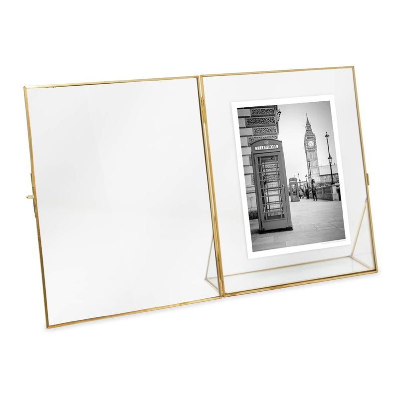 Isaac Jacobs 8x10 Antique Gold, Vintage Style Brass and Glass, Floating Photo Frame, Metal, (Vertical), with Locket Closure and Angled Base, for Pictures, Art, Mementos, Keepsakes (8x10, Antique Gold) - Image 5